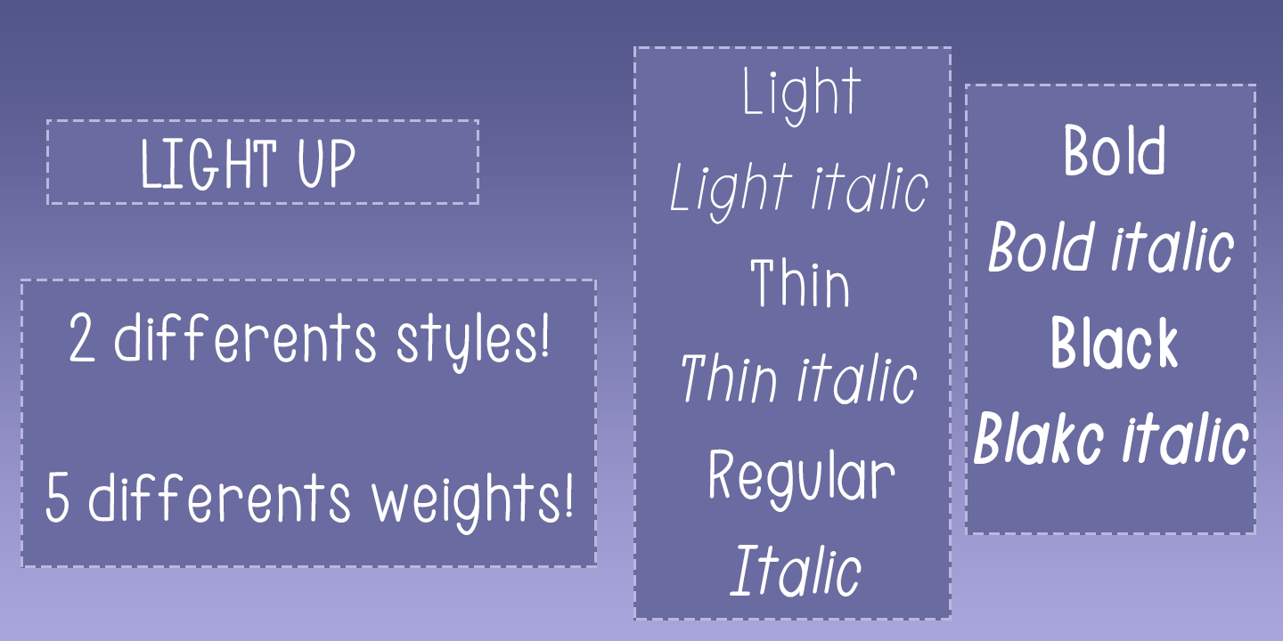 Beispiel einer Light Up Italic-Schriftart